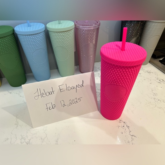 24oz China Barbie Pink Matte Studded Tumbler Starbucks